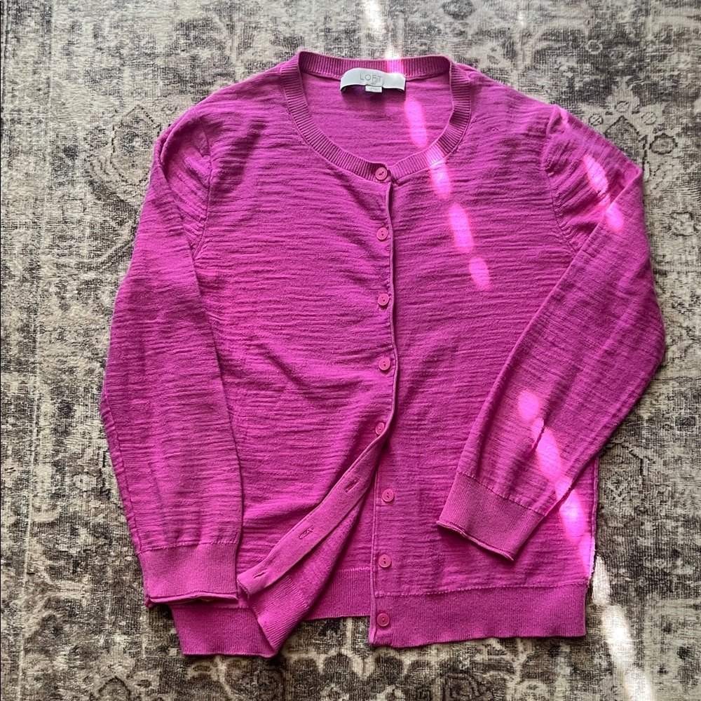 LOFT Vibrant Pink Cardigan